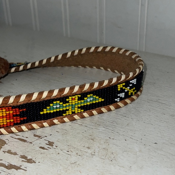 Stunning Native American leather beaded belt 31” - 34” main image 5